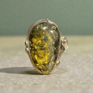 Old large Sterling Silver Elegant Baltic Silver and Women's Ring